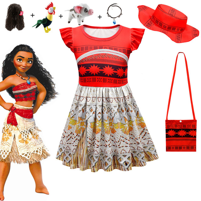 Crianças halloween moana vestido para meninas crianças cosplay